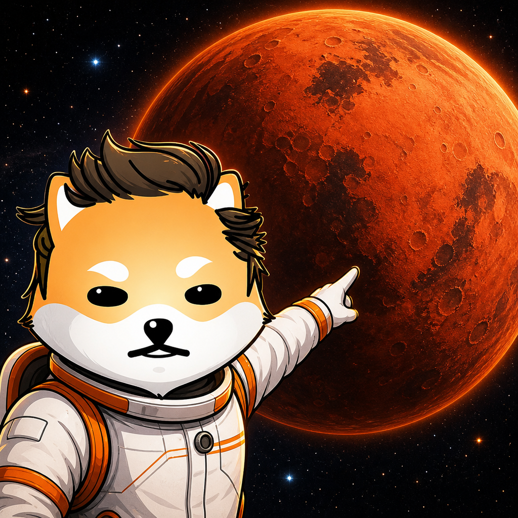 Mars Doge pointing at Mars