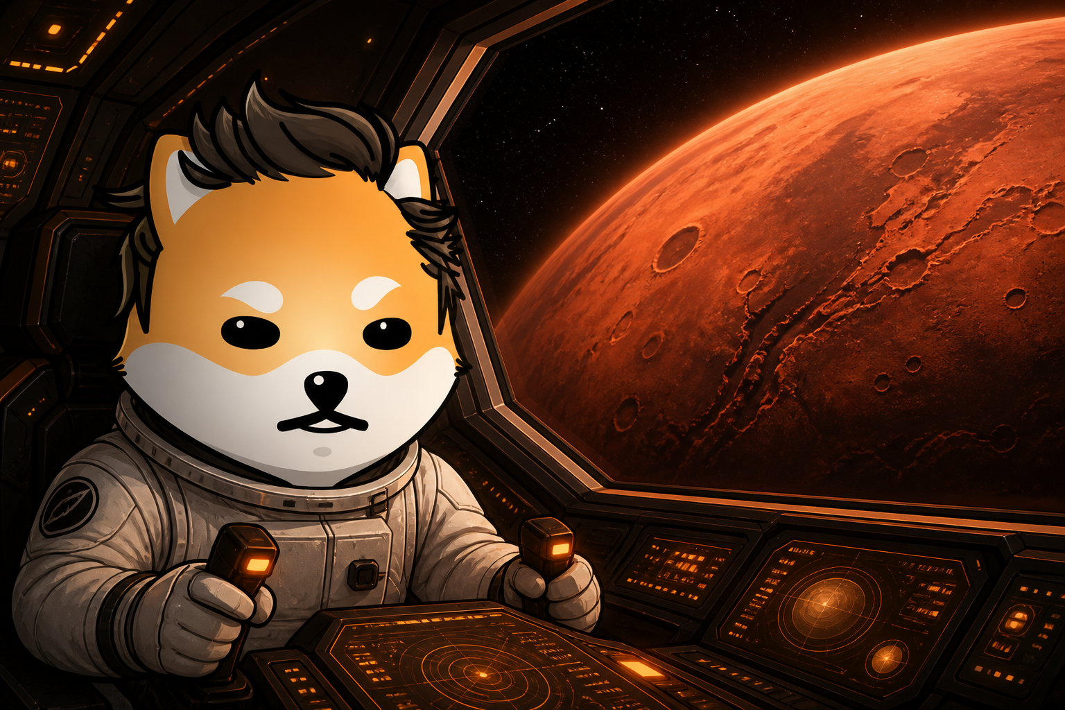 Mars Doge at the helm, Mars in the window