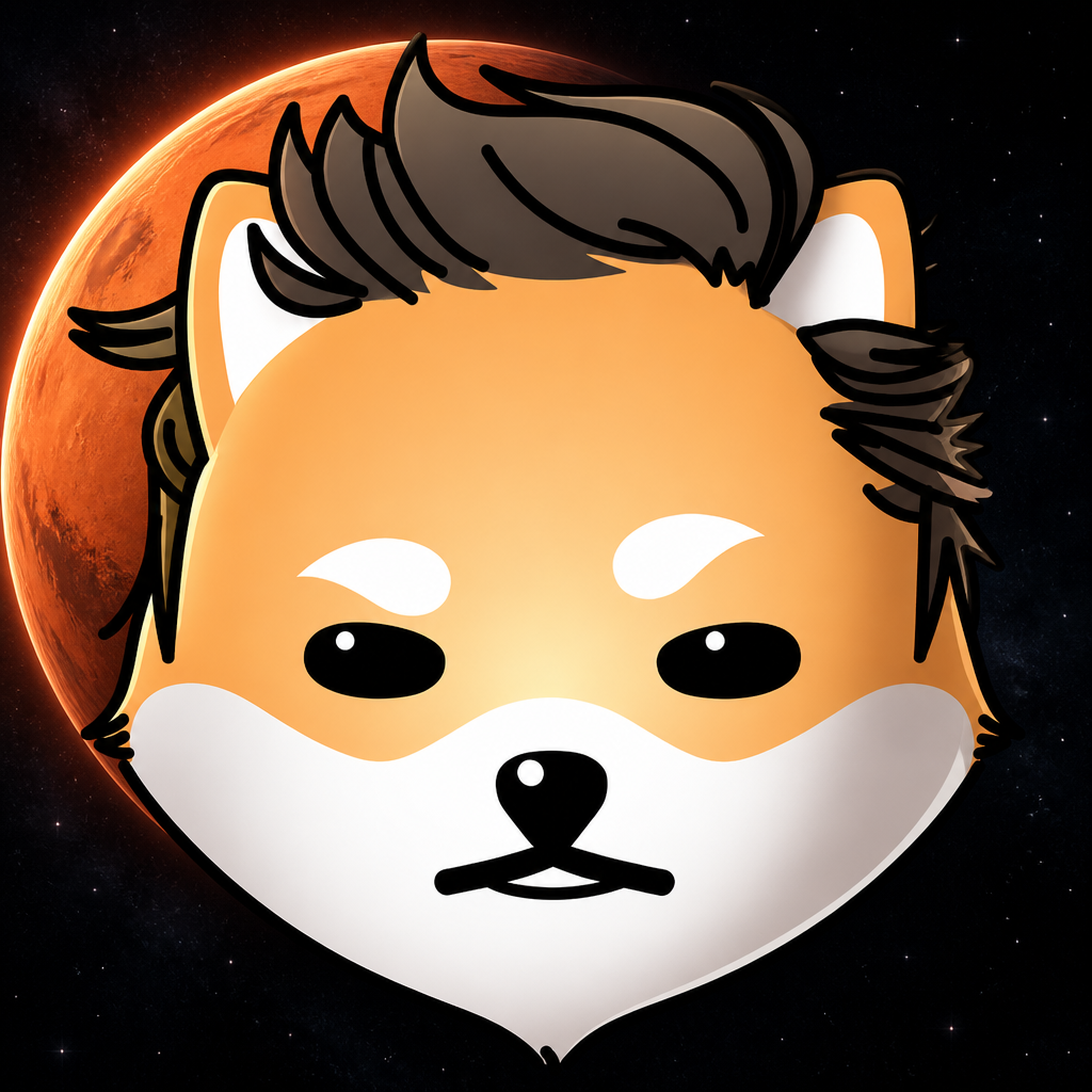 Mars Doge with Elon hair against Mars