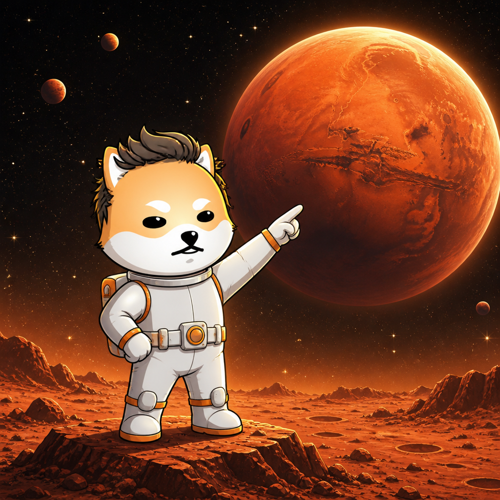 Mars Doge pointing at Mars